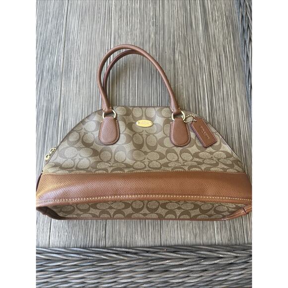 Coach Handbags - Coach Signature Sierra Satchel Leather Dome Bag Beige Brown F27584